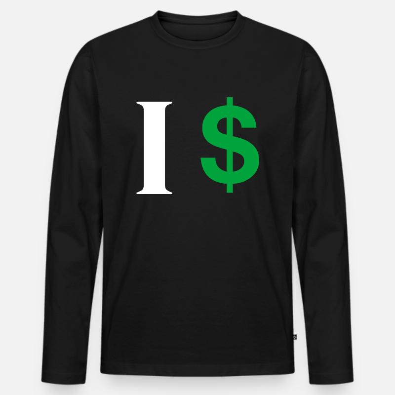 Buchstabe i Dollar - Männer Premium Bio Langarmshirt - Schwarz