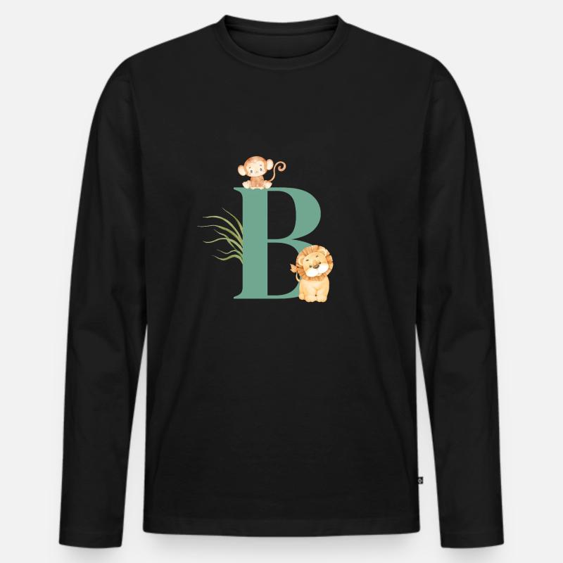 Buchstabe b grüne Dschungeltiere - Männer Premium Bio Langarmshirt - Schwarz
