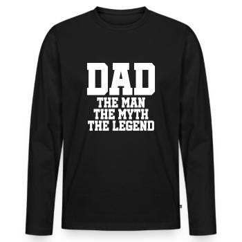Dad - The Man - The Myth - The Legend - Männer Premium Bio Langarmshirt - Schwarz - Vorne - Nico (187cm)