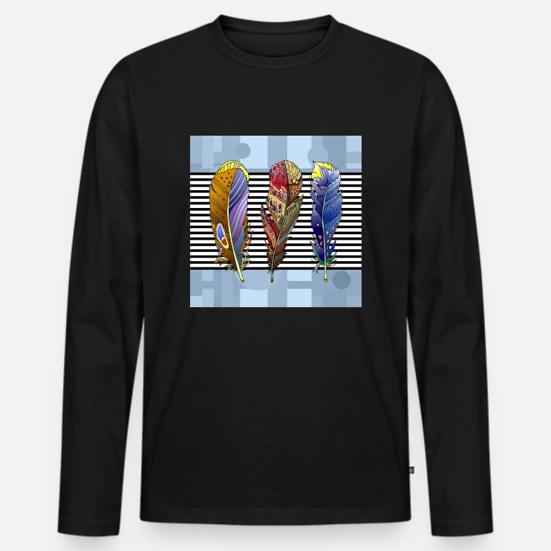 Feder - Männer Premium Bio Langarmshirt - Schwarz