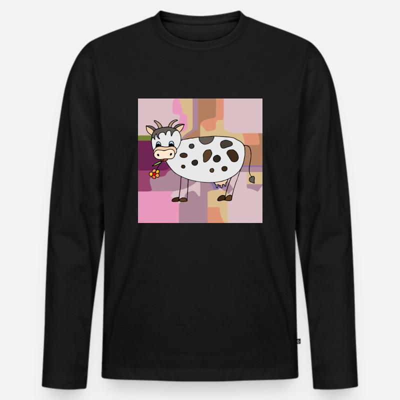 Kuh - Männer Premium Bio Langarmshirt - Schwarz