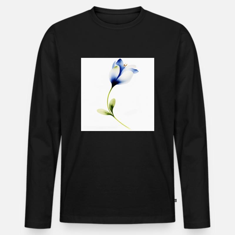 Blume - Männer Premium Bio Langarmshirt - Schwarz