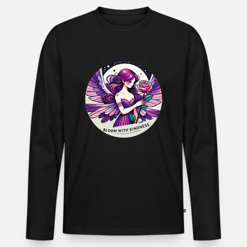 Blühen Sie mit Freundlichkeit - Männer Premium Bio Langarmshirt - Schwarz