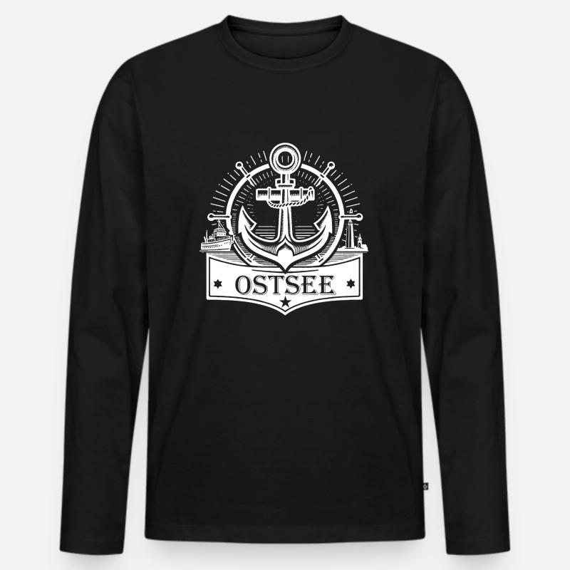 Ostsee Logo - Männer Premium Bio Langarmshirt - Schwarz