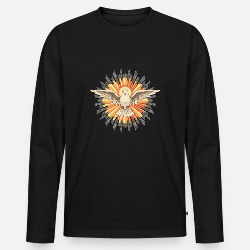 Der Heilige Geist als Taube - Männer Premium Bio Langarmshirt - Schwarz