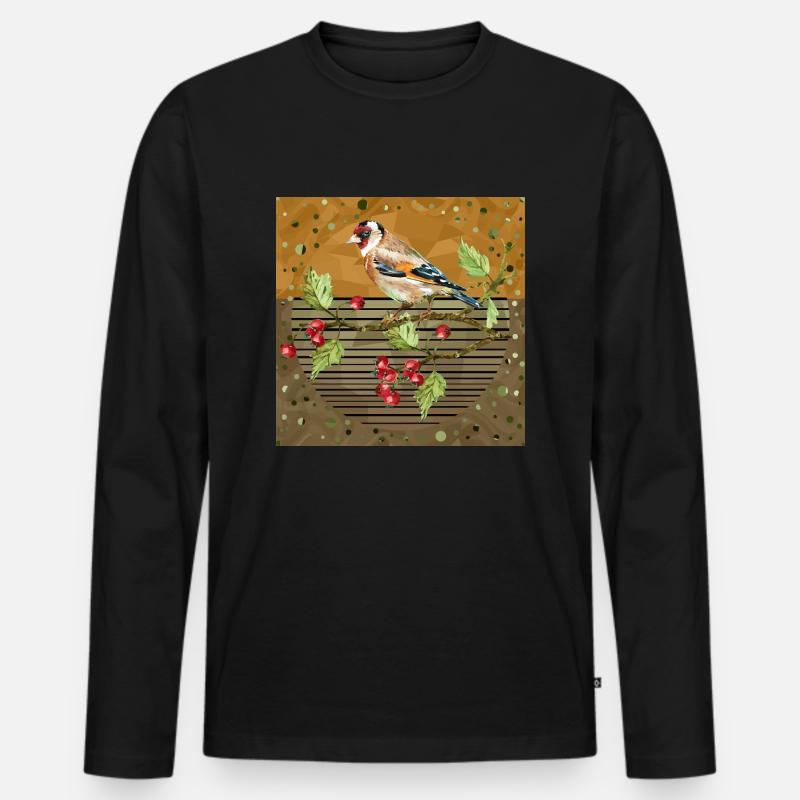 Bunter Vogel - Männer Premium Bio Langarmshirt - Schwarz