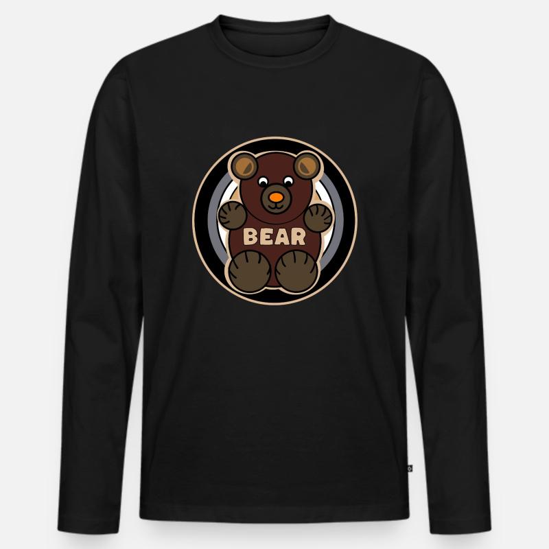 Bear Flag Teddybear Design - Männer Premium Bio Langarmshirt - Schwarz