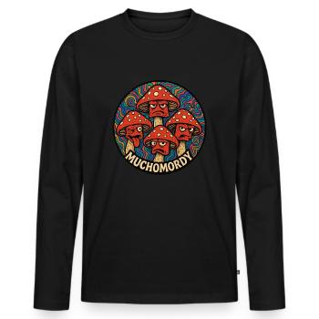 Champignons - T-shirt manches longues Premium bio Homme - noir - Devant - Nico (187cm)