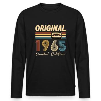 Anniversaire 60 Ans Original 1965 Cadeau Fête - T-shirt manches longues Premium bio Homme - noir - Devant - Nico (187cm)