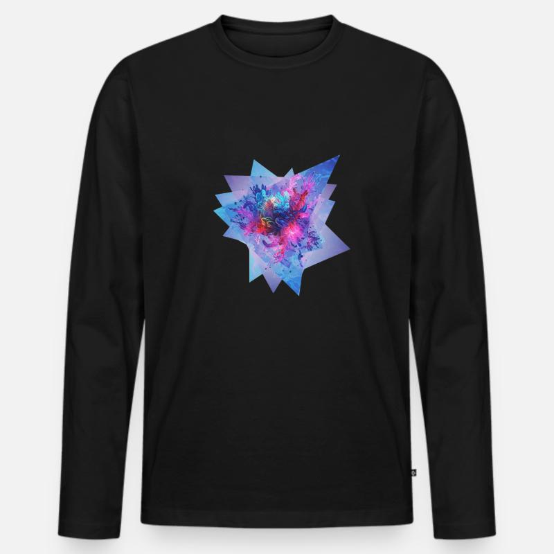 Fractal Pulse - Männer Premium Bio Langarmshirt - Schwarz