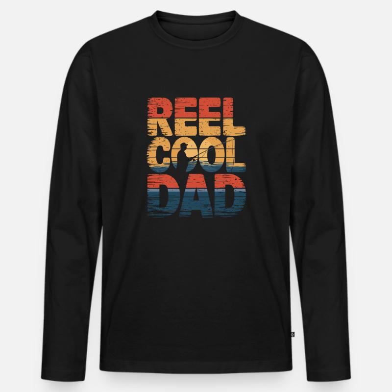Reel Cool Dad - Männer Premium Bio Langarmshirt - Schwarz