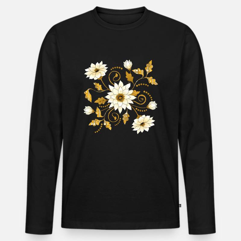 Blumen - Männer Premium Bio Langarmshirt - Schwarz