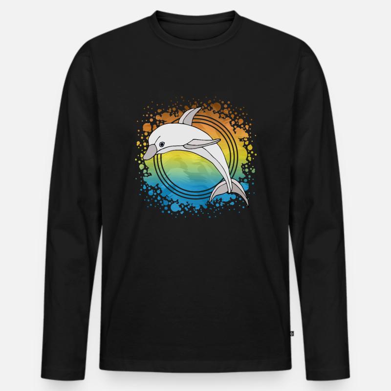 Delfin - Männer Premium Bio Langarmshirt - Schwarz