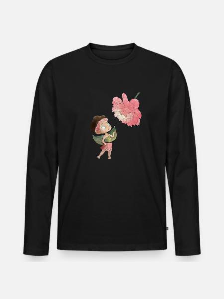 Magical fairy with peony - Men's Premium Organic Long Sleeve Shirt - black