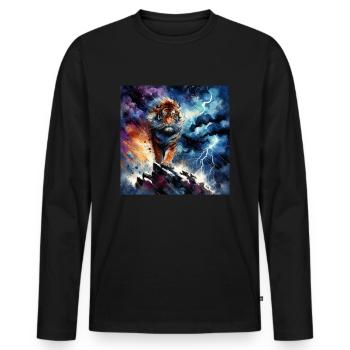 A majestic tiger - Men's Premium Organic Long Sleeve Shirt - black - Front - Nico (187cm)