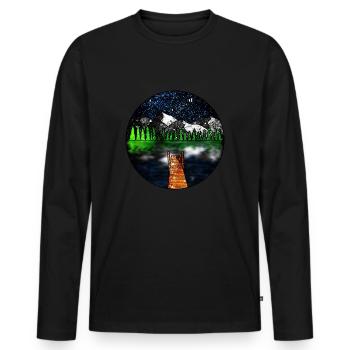 Cosmic Lake Scene - Men's Premium Organic Long Sleeve Shirt - black - Front - Nico (187cm)