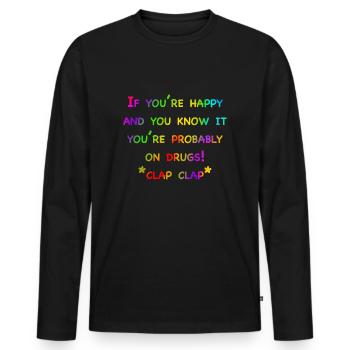Drogues du bonheur - T-shirt manches longues Premium bio Homme - noir - Devant - Nico (187cm)