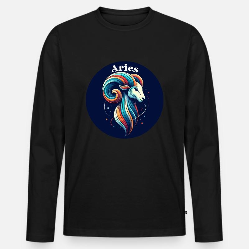 Widder Widder bunt - Männer Premium Bio Langarmshirt - Schwarz