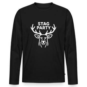 Stag Party – Bold Antlered Stag Graphic - Men's Premium Organic Long Sleeve Shirt - black - Front - Nico (187cm)