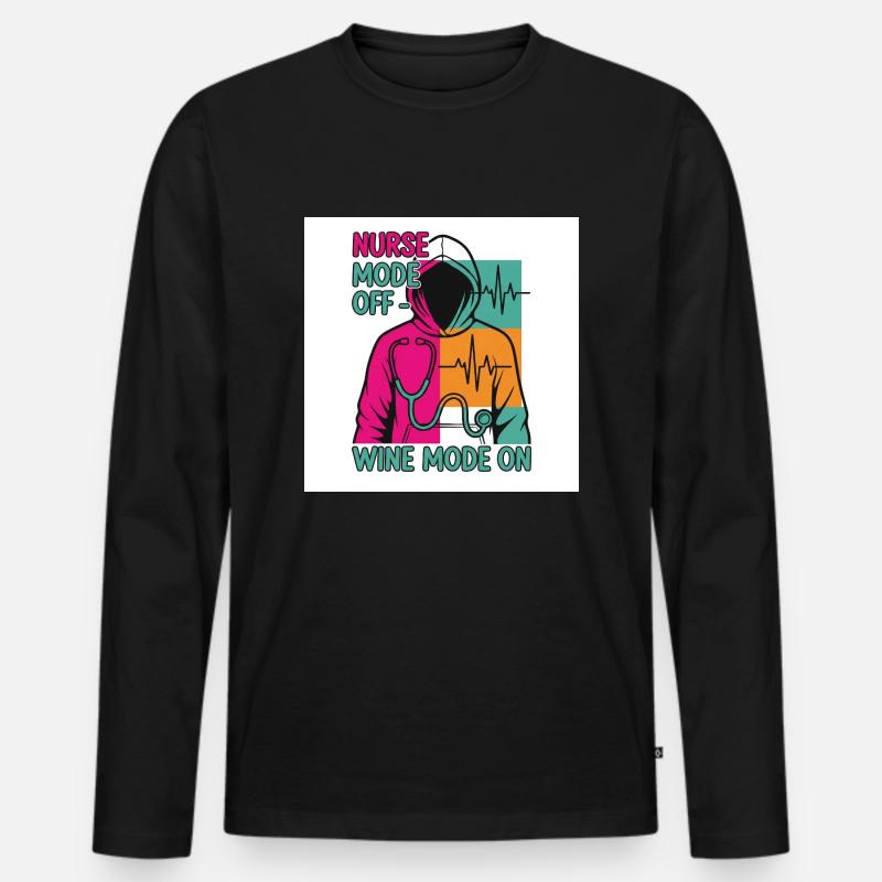 Nurse off Duty wine - Männer Premium Bio Langarmshirt - Schwarz