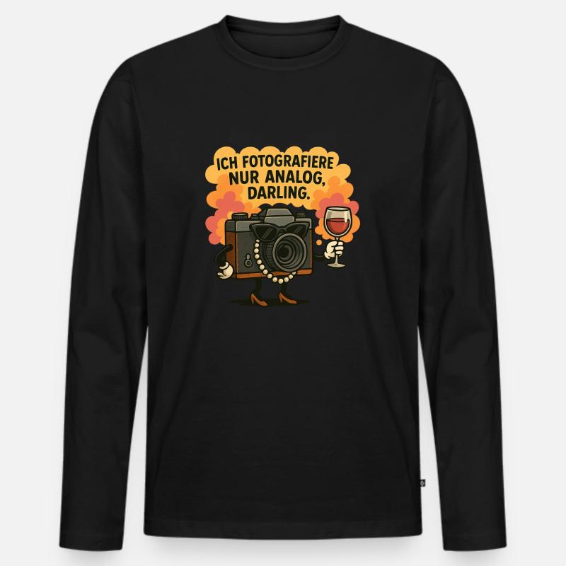 Analog Darling - Männer Premium Bio Langarmshirt - Schwarz