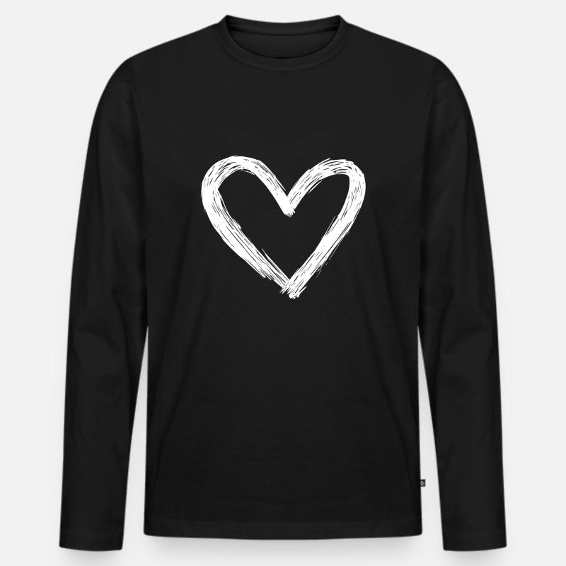 Süßes Herz Hand Gezeichnet - Männer Premium Bio Langarmshirt - Schwarz