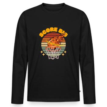 Cadeau pour fan de sport - Maillot de basket-ball rétro. - T-shirt manches longues Premium bio Homme - noir - Devant - Nico (187cm)