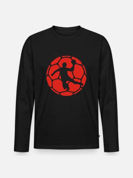 Handball - Männer Premium Bio Langarmshirt - Schwarz
