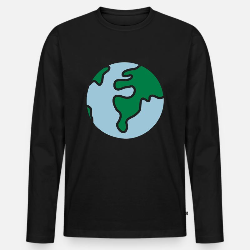 Globus - Welt - Männer Premium Bio Langarmshirt - Schwarz