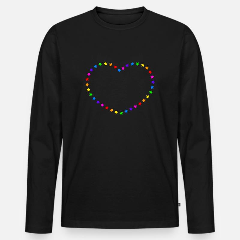 Regenbogen Herz - Männer Premium Bio Langarmshirt - Schwarz