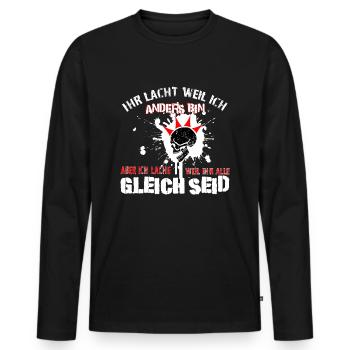 Punk - Ich lache - Männer Premium Bio Langarmshirt - Schwarz - Vorne - Nico (187cm)