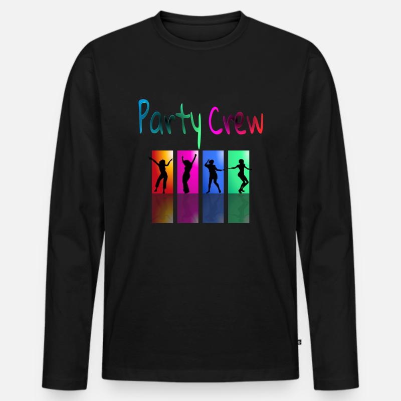 Party Crew - Männer Premium Bio Langarmshirt - Schwarz
