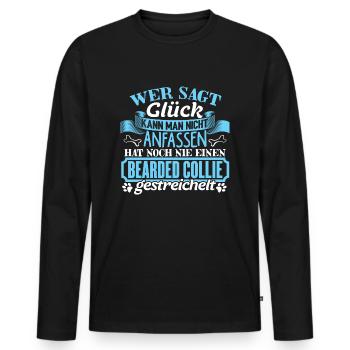 BEARDED-COLLIE - Glück zum anfassen - Männer Premium Bio Langarmshirt - Schwarz - Vorne - Nico (187cm)