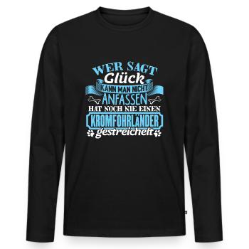 KROMFOHRLÄNDER - Glück zum anfassen - Männer Premium Bio Langarmshirt - Schwarz - Vorne - Nico (187cm)