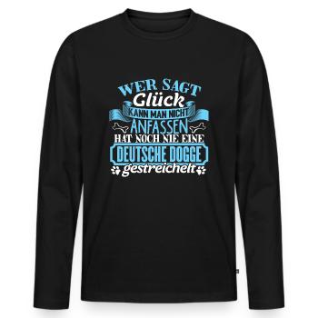 DEUTSCHE-DOGGE - Glück zum anfassen - Männer Premium Bio Langarmshirt - Schwarz - Vorne - Nico (187cm)