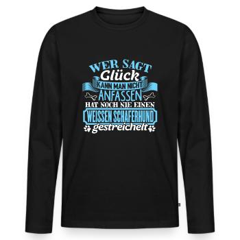 WEISSEN-SCHÄFERHUND - Glück zum anfassen - Männer Premium Bio Langarmshirt - Schwarz - Vorne - Nico (187cm)