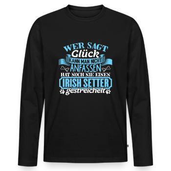 IRISH-SETTER - Glück zum anfassen - Männer Premium Bio Langarmshirt - Schwarz - Vorne - Nico (187cm)
