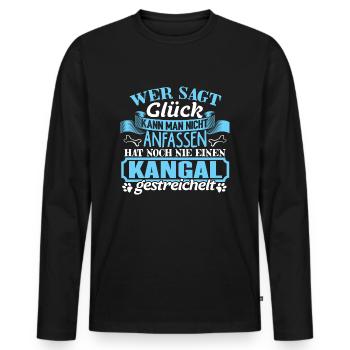 KANGAL - Glück zum anfassen - Männer Premium Bio Langarmshirt - Schwarz - Vorne - Nico (187cm)