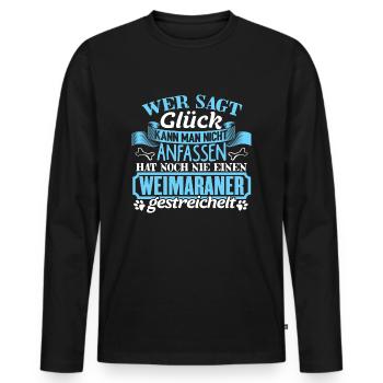 WEIMARANER - Glück zum anfassen - Männer Premium Bio Langarmshirt - Schwarz - Vorne - Nico (187cm)