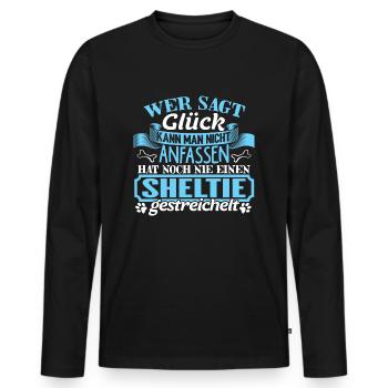 SHELTIE - Glück zum anfassen - Männer Premium Bio Langarmshirt - Schwarz - Vorne - Nico (187cm)