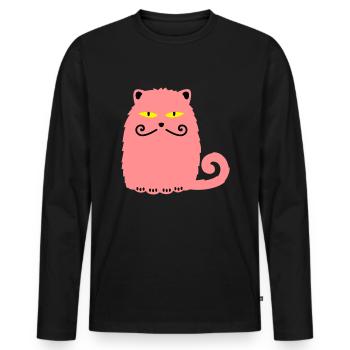 Chat persan - T-shirt manches longues Premium bio Homme - noir - Devant - Nico (187cm)