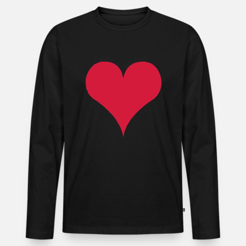 herz - Männer Premium Bio Langarmshirt - Schwarz