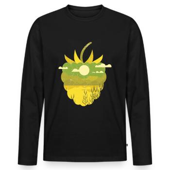 Framboise panoramique vintage - T-shirt manches longues Premium bio Homme - noir - Devant - Nico (187cm)