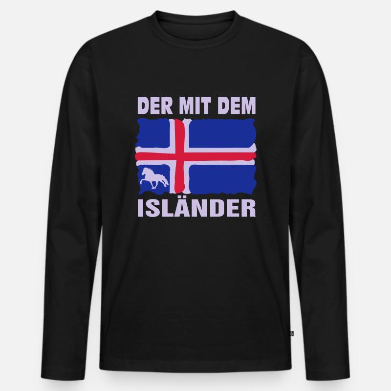 Der mit dem Isländer - Männer Premium Bio Langarmshirt - Schwarz