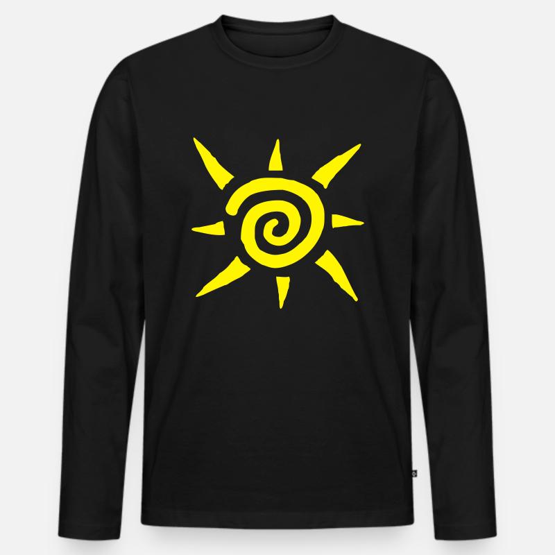 Sonne - Männer Premium Bio Langarmshirt - Schwarz
