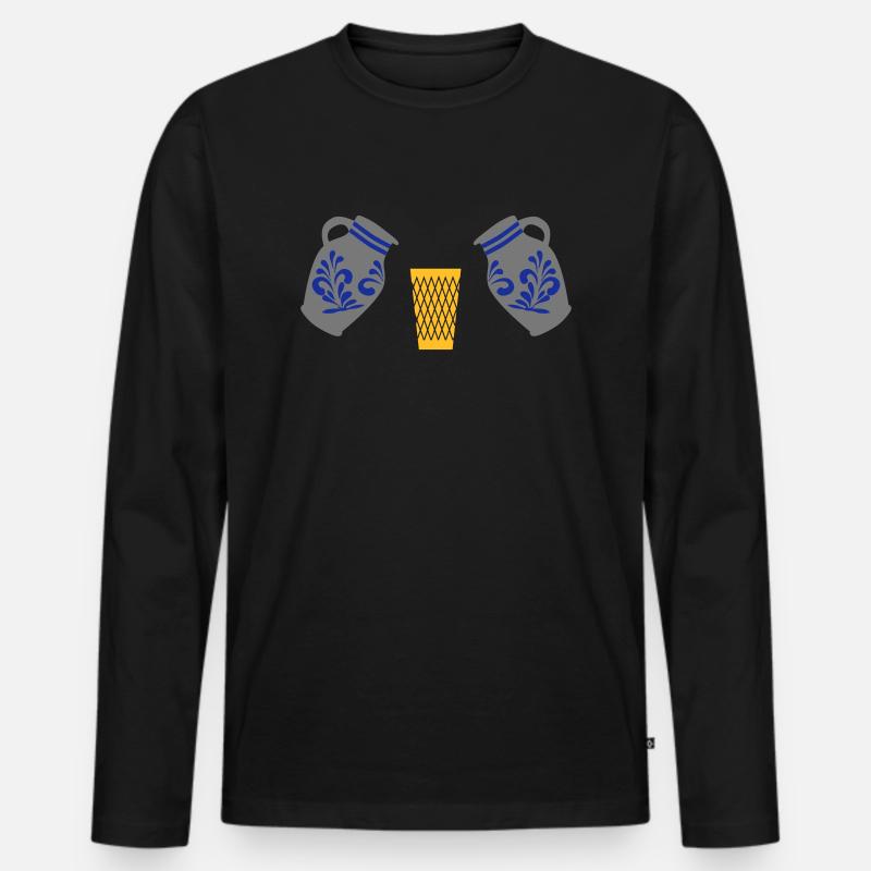 Geripptes mit Bembel - Männer Premium Bio Langarmshirt - Schwarz