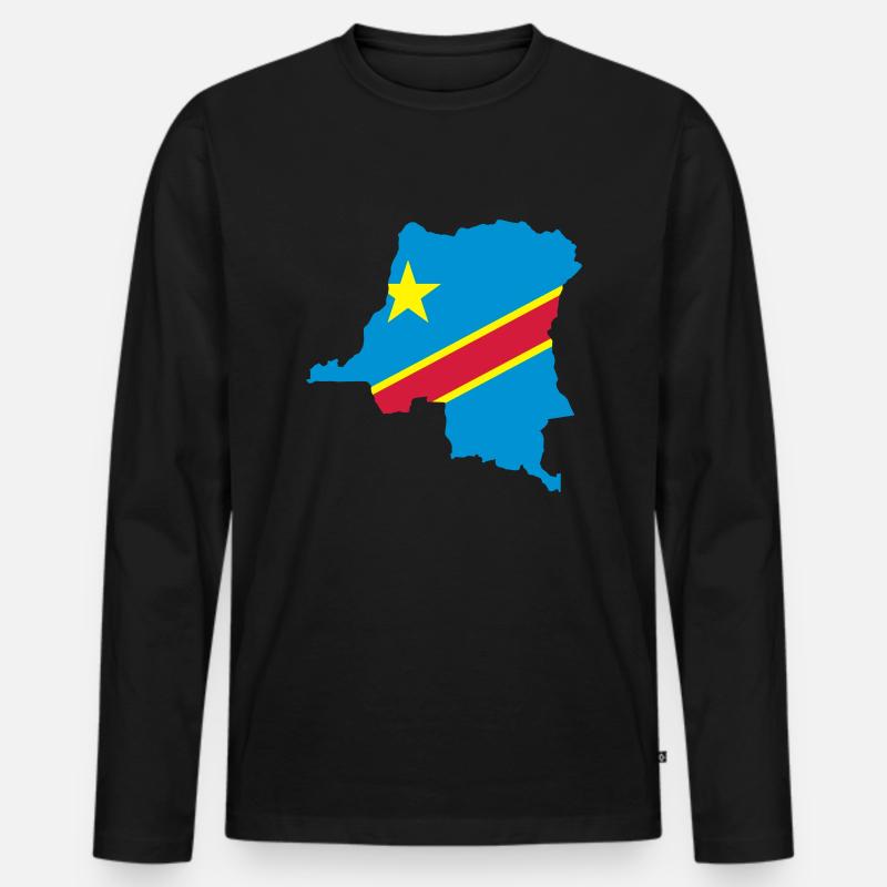 Kongo Map - Männer Premium Bio Langarmshirt - Schwarz