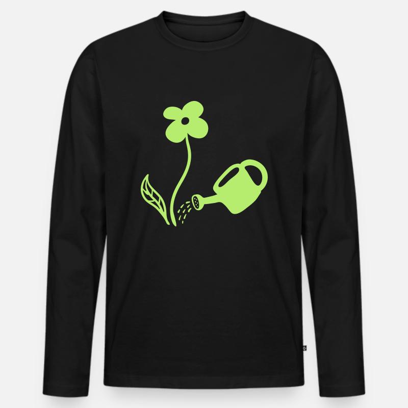 Blumen gießen - line - Männer Premium Bio Langarmshirt - Schwarz