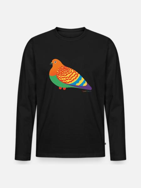 Pride-Taube: Bunt & Stolz! - Männer Premium Bio Langarmshirt - Schwarz