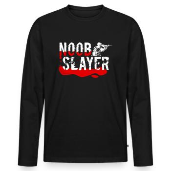 Noob Slayer - FPS Gamer Gaming - T-shirt manches longues Premium bio Homme - noir - Devant - Nico (187cm)
